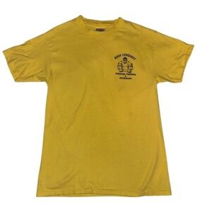 Vintage Gym T-Shirt Hanes Beefy-T‎ Fitness Body Conquest Yellow Cotton Mens M